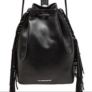 Victoria's Secret Black Leather Backpack with Studded Design